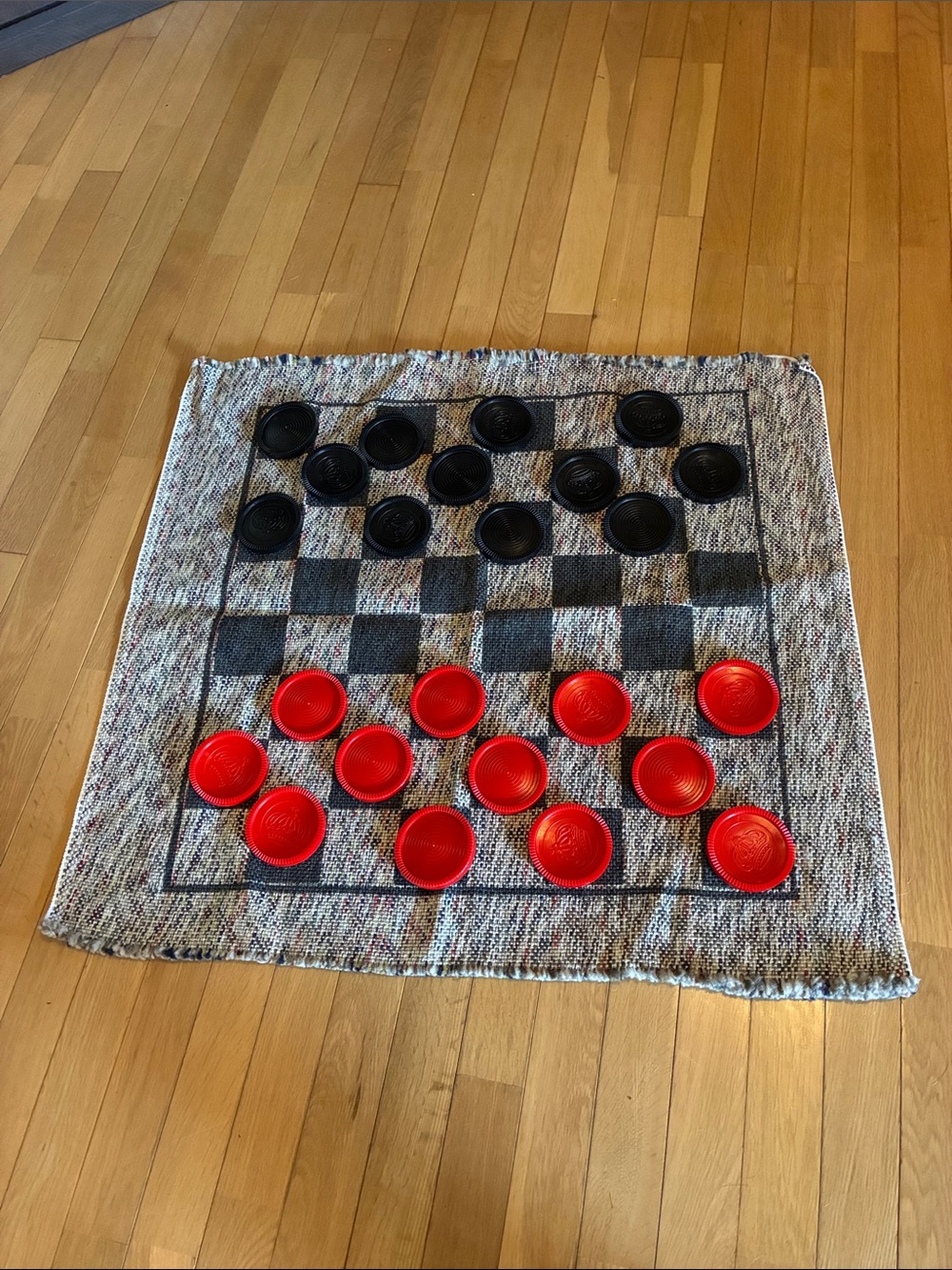 Classic Checkers Game Set and tic tac toe- cloth approx 27”x 28”